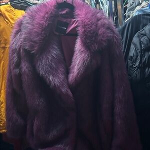 Fashion Nova Faux Fur Teddy Coat in Plum Purple